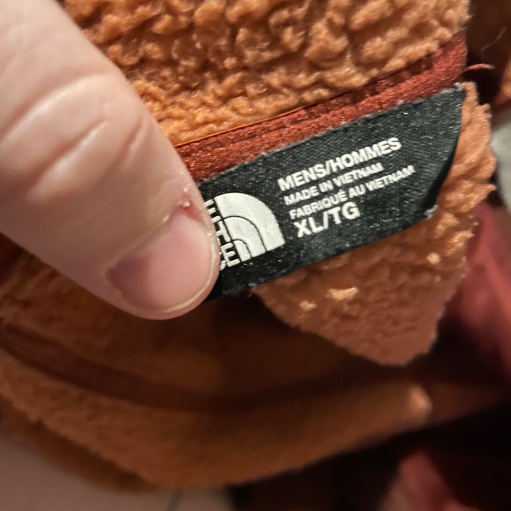 The north face orange fleece jacket